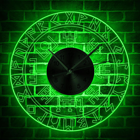 Viking Runes Acrylic LED Wall Clock