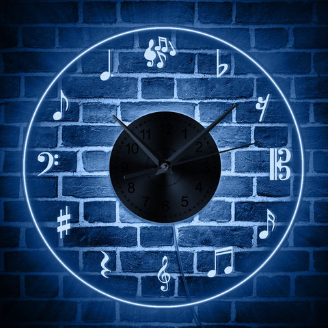 Music Notes LED Wall Clock