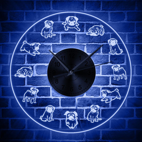 Pug Life LED Wall Clock