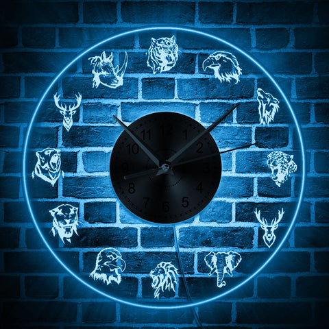 Forest Wildlife Animals LED Wall Clock