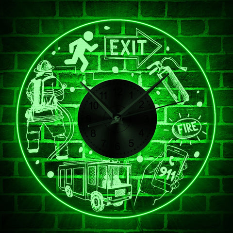 Fire Rescue LED Wall Clock